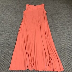 Eileen Fisher Dress Womens‎ Small S P Pink Coral Tank Rayon Blend Tropical Maxi
